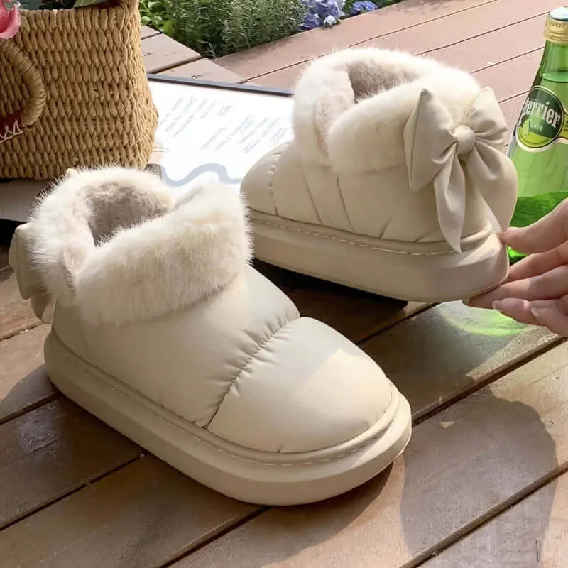 Women's Casual Boots with Bow Detail - Stylish & Comfortable Footwear