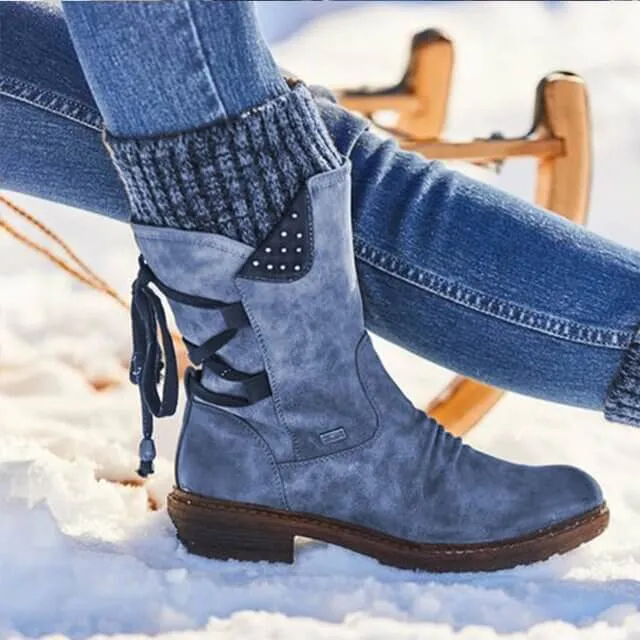 Women's Casual Calf-High Boots with Side Zipper