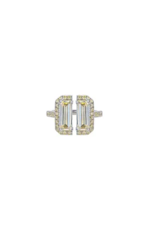 Yellow Stone White Gold Deconstruction Bisected Ring